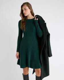 Long-Sleeve Crew-Neck Mini Sweater Dress