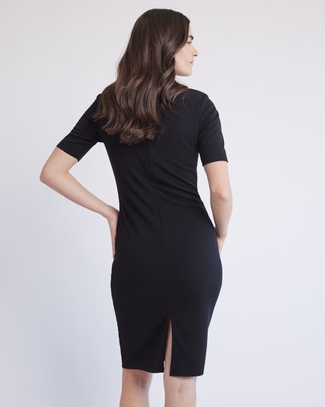 Short Sleeve Fitted Dress with Crew Neckline
