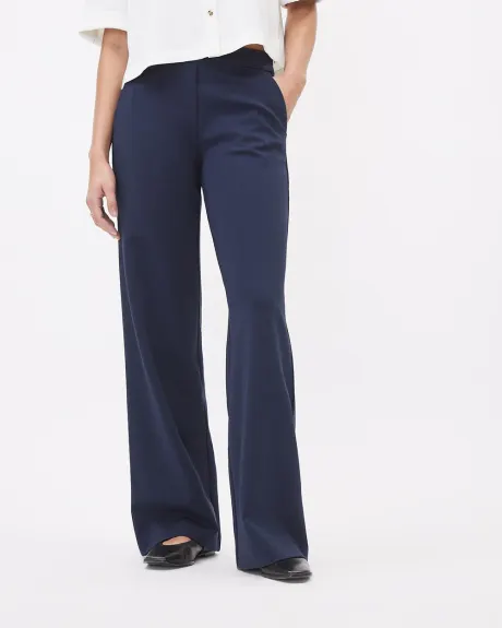 Pull-On Mid-Rise Wide-Leg Pant