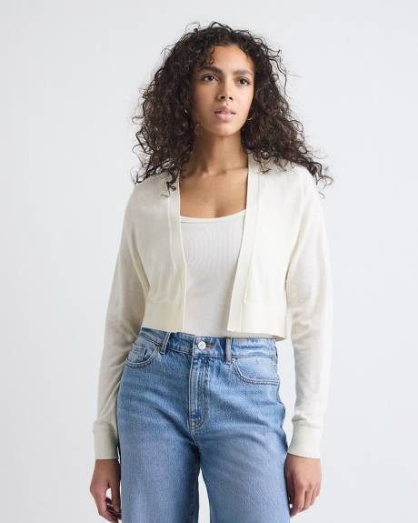 Cardigan Court Ouvert à Manches Longues