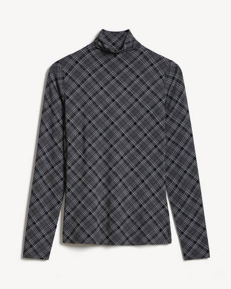 T-Shirt Ajusté à Manches Longues et Col Montant