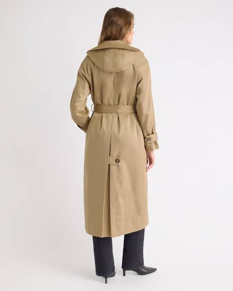 Manteau Trench Long Déperlant à Boutonnage Double