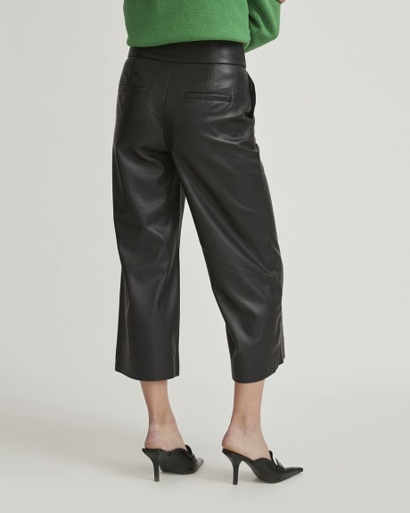 Faux Leather High-Waist Wide Leg Culotte Pant