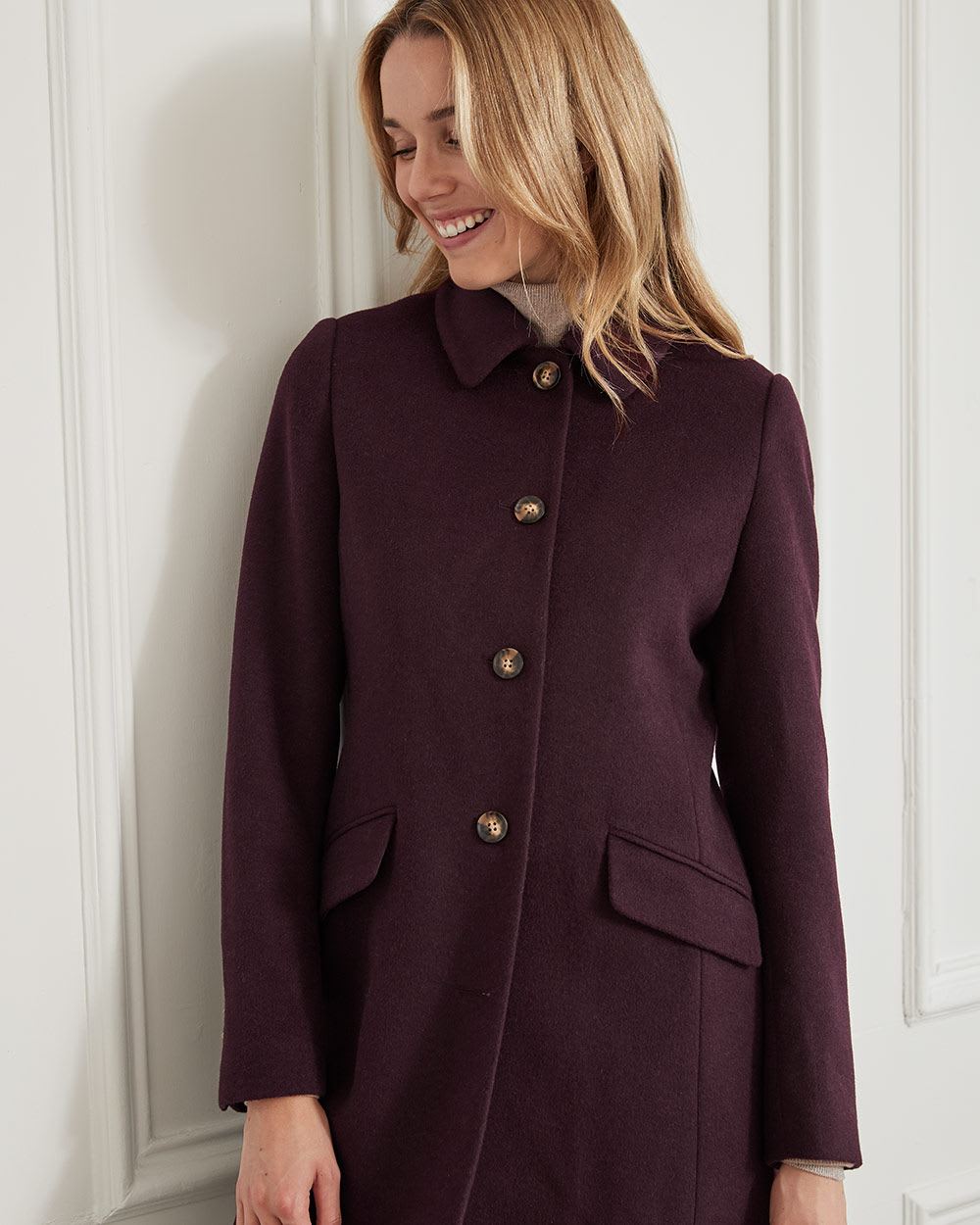 Fitted Preppy Wool Coat