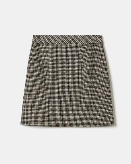 Houndstooth High-Waist A-Line Mini Skirt