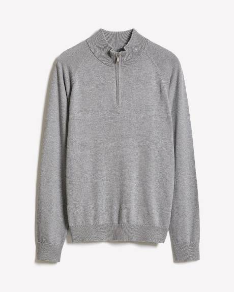 Long-Sleeve Half-Zip Mock-Neck Sweater