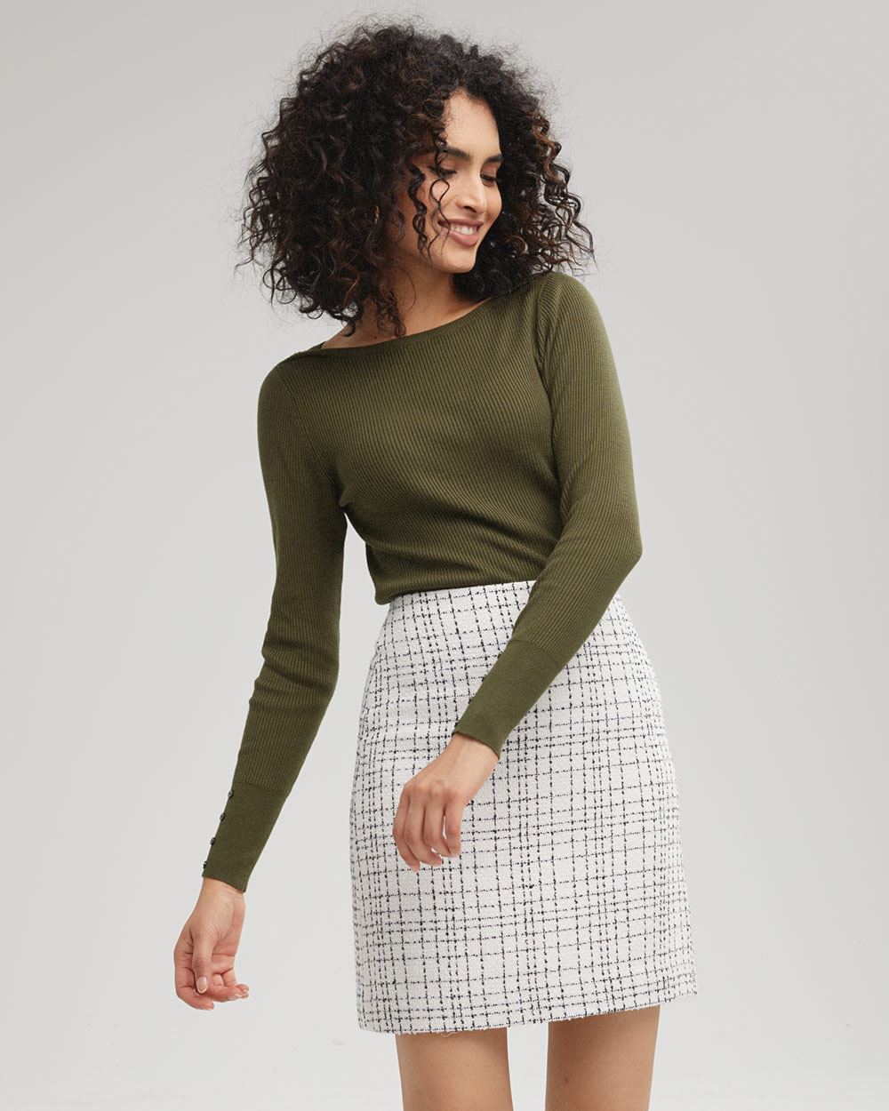 Plaid Tweed High-Waist Short Skirt | RW&CO.