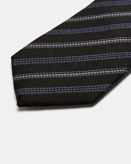 Cravate Régulière Noire à Rayures