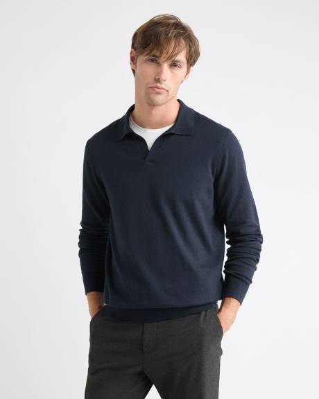 Long-Sleeve Sweater with Johnny Collar