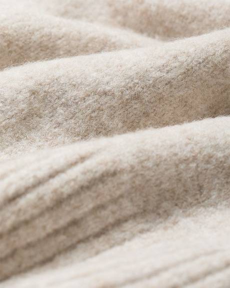 Elbow-Sleeve Mock-Neck Loose Sweater