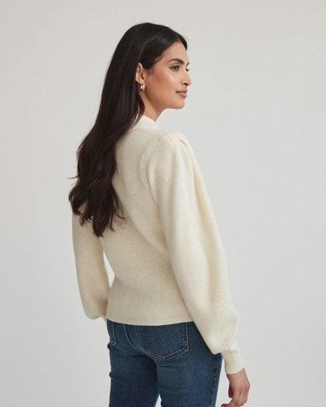 Spongy Polo Sweater with Puffy Sleeves