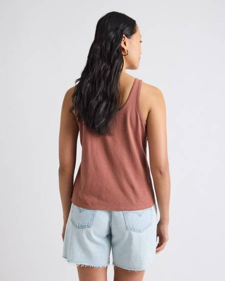 Crew-Neck Linen-Blend Tank Top