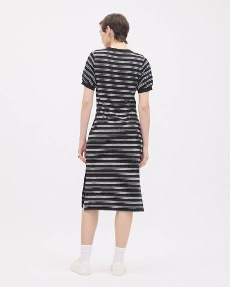 Robe Midi à Manches Courtes et Col Rond