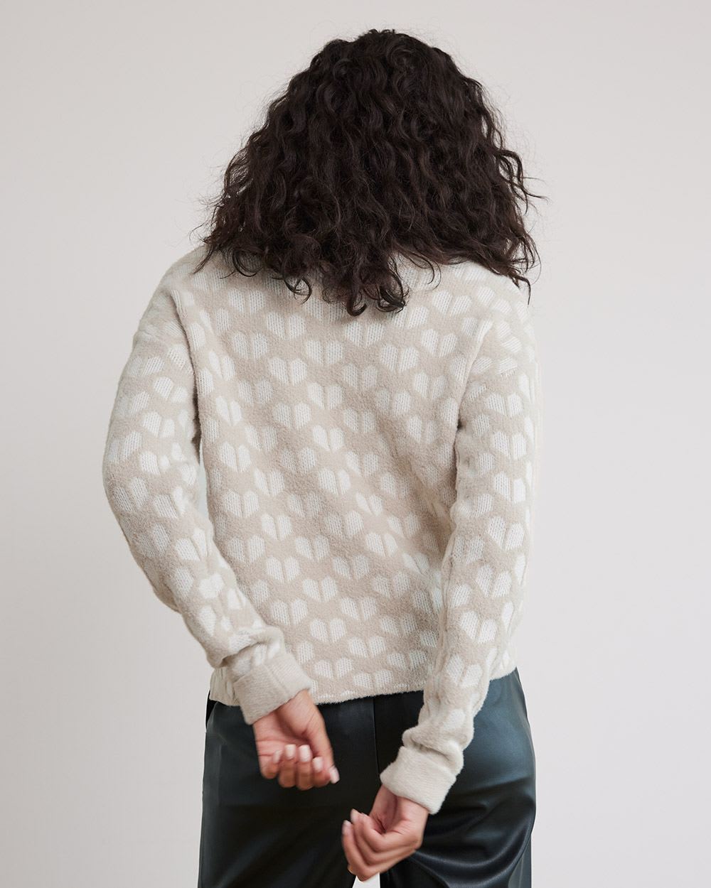 Long-Sleeve Mock-Neck Jacquard Sweater