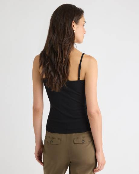 Camisole Côtelée à Col V avec Dentelle