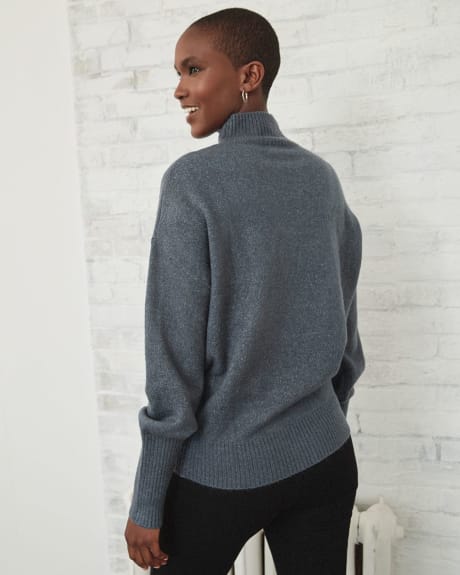 Spongy Mock Neck Sweater with Pocket