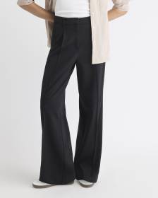 Black High-Rise Wide-Leg Knit Pant
