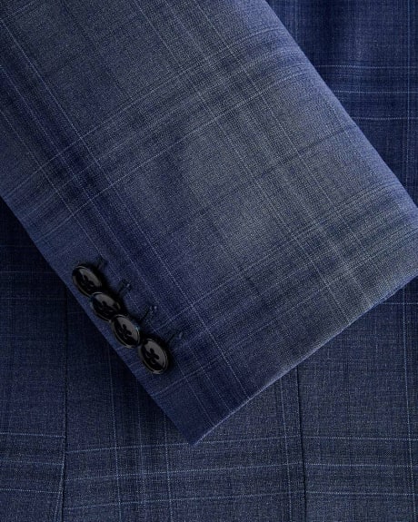 Tailored Fit Blue Check Wool-blend Traveller Blazer