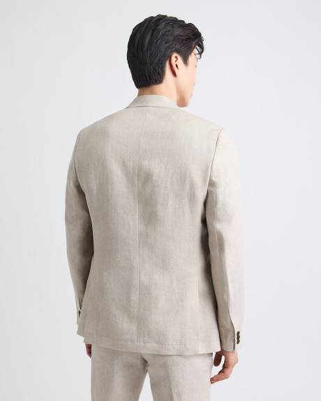 Tailored-Fit Greige Linen Suit Blazer