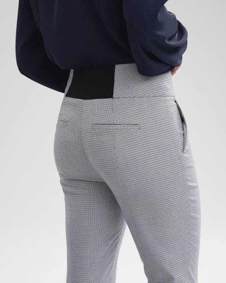 Pantalon Universel Taille Haute à Jambe Étroite en Mini Carreaux Bleus