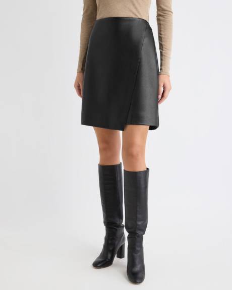 Faux Leather Mini Wrap Skirt