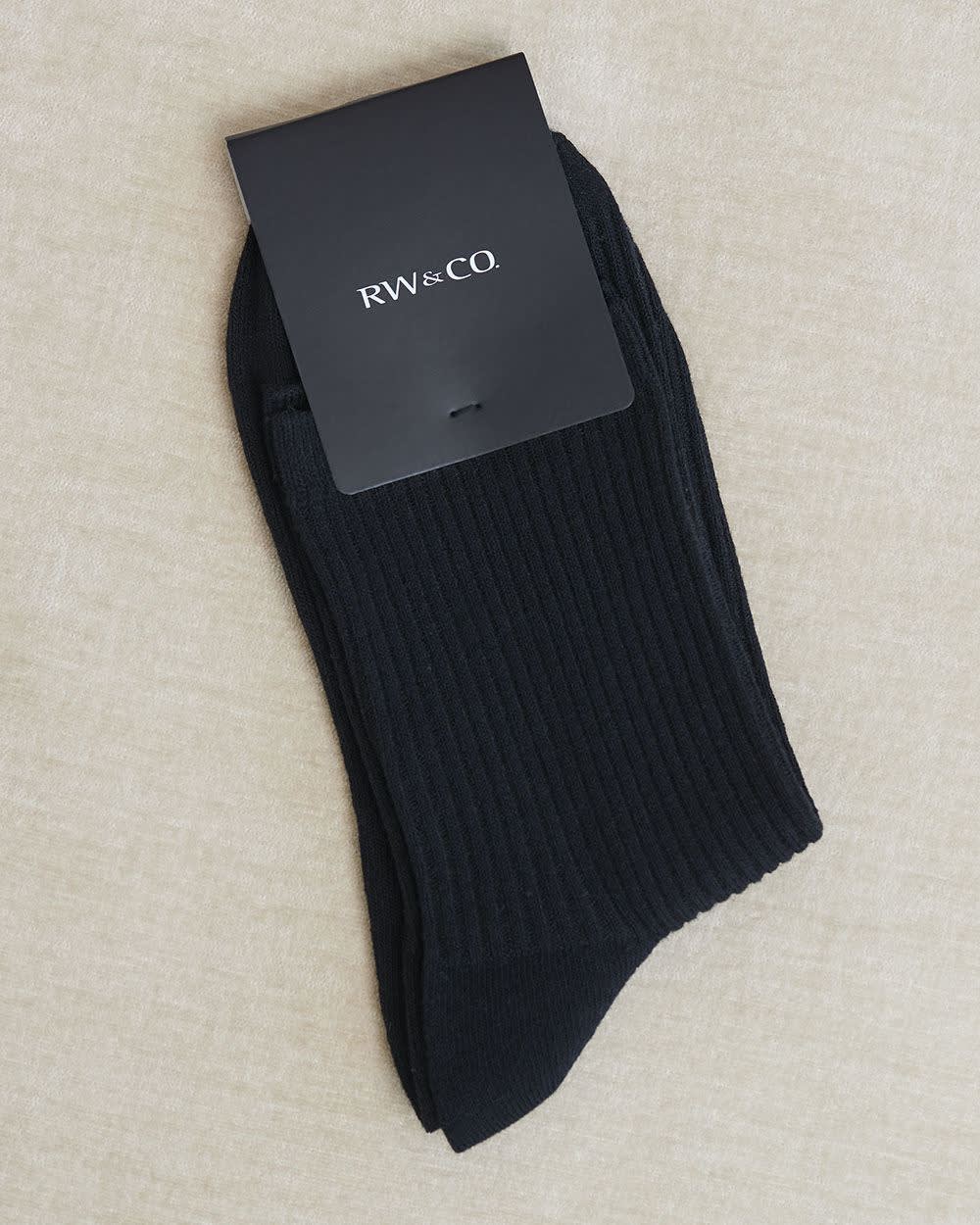 Ribbed Black Crew Socks RW&CO.