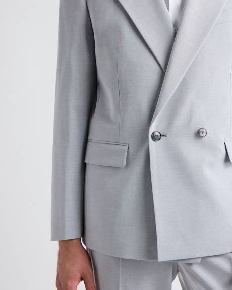 Veston de Complet D&eacute;contract&eacute; Gris P&acirc;le &agrave; Boutonnage Double