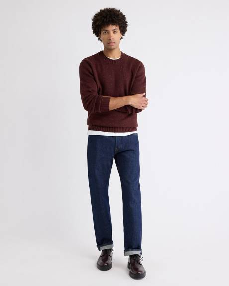 Long-Sleeve Crew-Neck Sweater with Neps