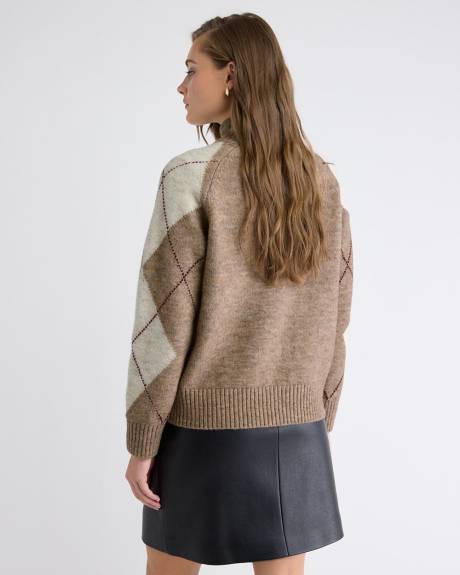 Long-Sleeve Crew-Neck Intarsia Sweater