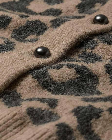 Long-Sleeve Cardigan with Animal Print