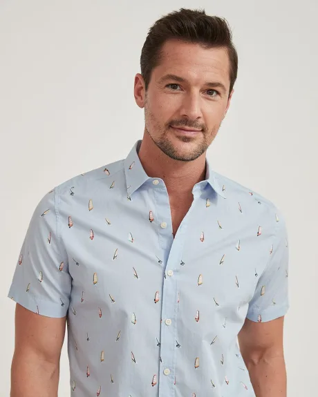 Tailored Fit Summer Print Short-Sleeve Casual Shirt