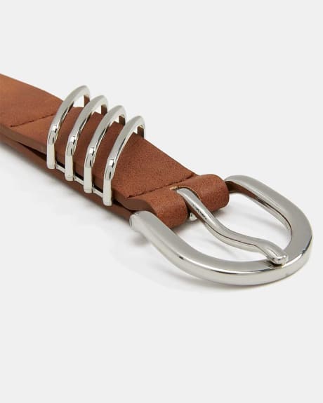 Skinny Tan Belt with Metal Belt Loops
