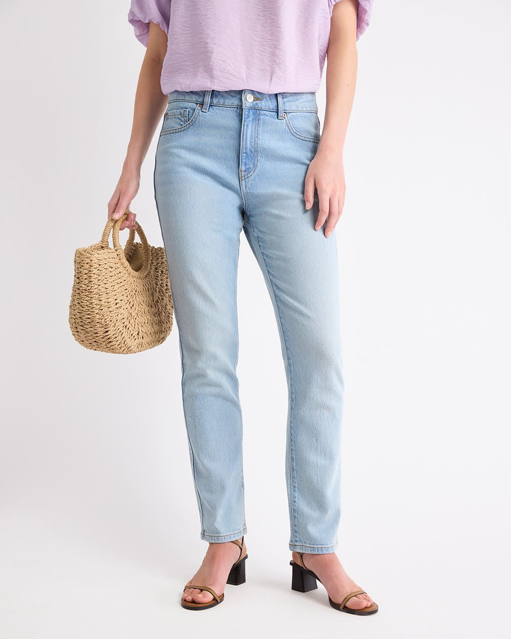 Straight Slim-Leg High-Rise Jeans