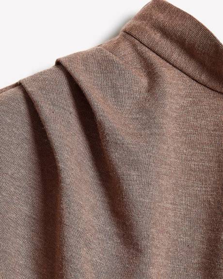 Extended-Sleeve Mock-Neck Top with Tie