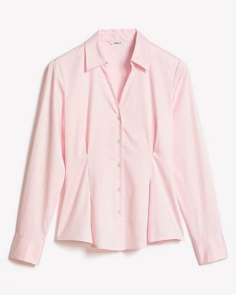 Blouse Boutonnée en Popeline à Manches Longues