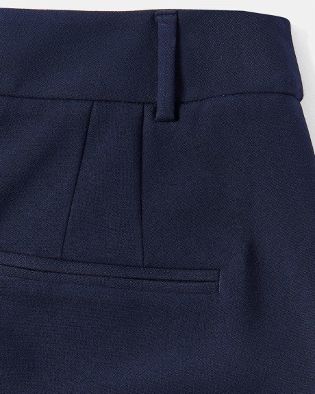 Navy Mid-Rise Slim Leg Pant with Decorative Buttons - 31.5"