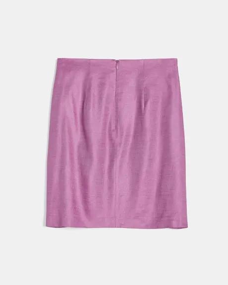 Purple Linen High-Waist Straight Mini Skirt