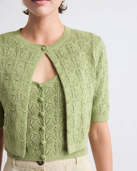 Cardigan en Mailles Crochet&eacute;es &agrave; Manches Courtes