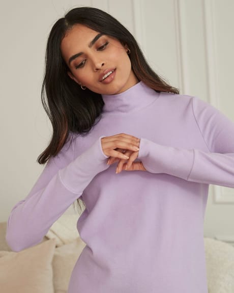 Fleece Mock-Neck Long Sleeve Sweater