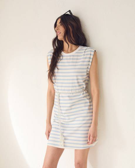 Mini Extended-Sleeve Dress with Removable Rope Belt