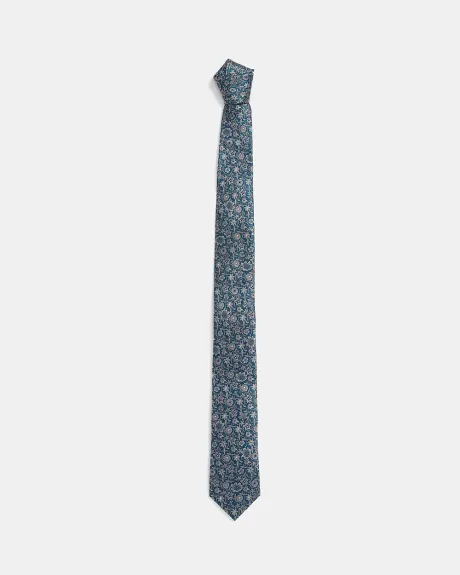 Regular Teal Tie with Floral Pattern