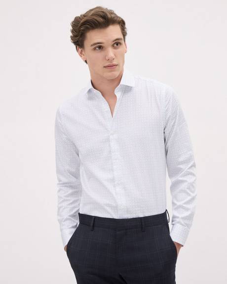 Chemise Habill&eacute;e &agrave; Coupe &Eacute;troite &agrave; Micro Motif de Carr&eacute;s