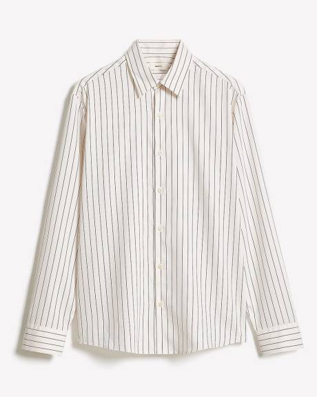 Chemise Habillée en Sergé Rayé à Coupe Décontractée