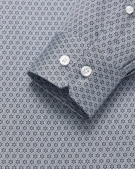 Regular Fit Blue Honeycomb Dress Shirt