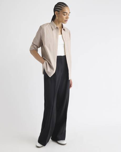 Striped Long-Sleeve Buttoned-Down Poplin Blouse