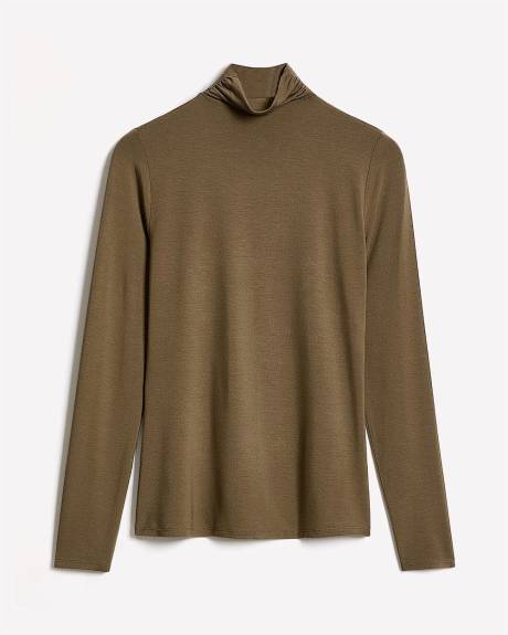 T-Shirt Ajusté à Manches Longues et Col Montant