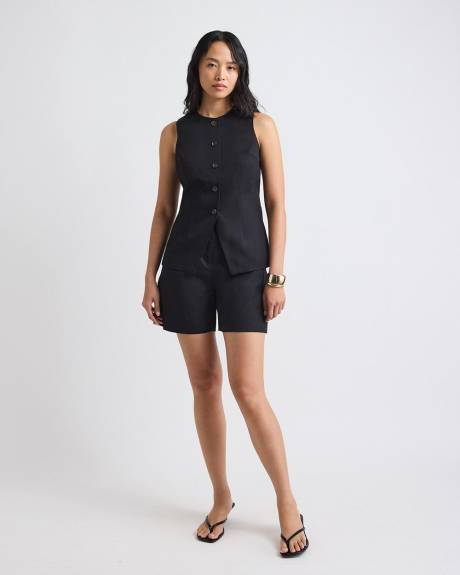 Linen-Blend Sleeveless Vest