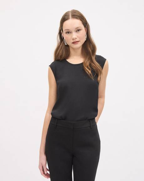 Blouse à Manches Très Courtes et Col Rond