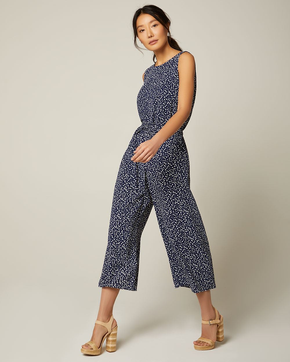 Belted Wide Leg Jumpsuit With Back Opening | RW&CO.