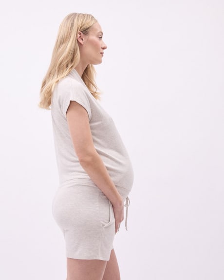 Short-Sleeve Nursing Romper - Thyme Maternity